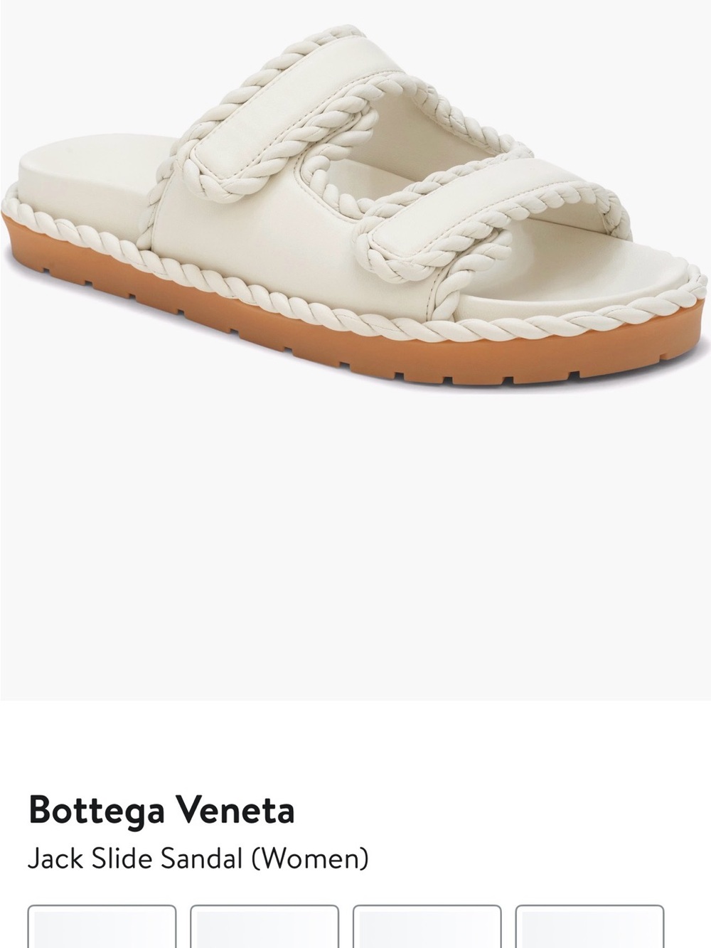 Bottega Veneta Cream Braided Lambskin Jack Slide Sandal 🩴 with Tan Sole